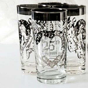 Vintage 25th Anniversary Highball Glasses | Set of 4